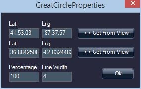 screen shot of great circle properties dialog