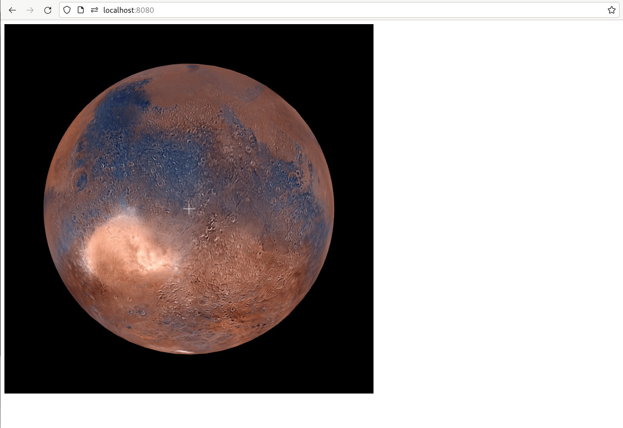 WWT showing Mars on a black background